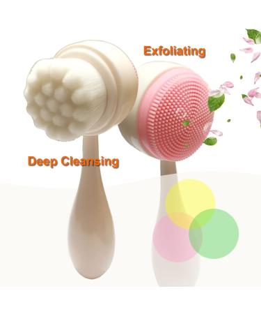 MYMOOSH Double-Sided Facial Cleansing Brush for Soft Exfoliation and Massage - White - Buy Online on GoSupps.com