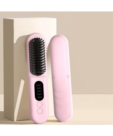 Wireless Hair Straightener Brush - Fast Heating Negative Ions Portable Curler - Pink - Buy Online on GoSupps.com