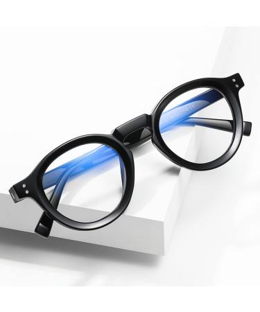 Buy Kachawoo Retro Glasses Frame | TR90 Acetate Round Eyeglasses for Men & Women | Non-Prescription Black Lens Eyewear - Buy Online on GoSupps.com