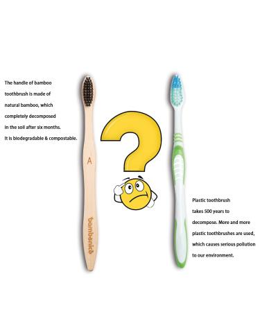 Bambonice Natural Bamboo Toothbrushes (10 Pack) - Soft Bristles for Adults and Big Kids - Buy Online on GoSupps.com