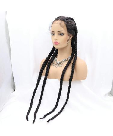 Buy Rainahair 1B Wig with Black Braids - 76.2 cm Heat-Resistant Synthetic Wig for Women | Baby Hair & Pointed Strands - Buy Online on GoSupps.com