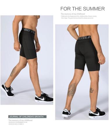 ABTIOYLLZ Men's Compression Shorts 3 Pack - Running Workout Athletic Underwear with Pocket - Black/Red/Blue - Size 84 Large - Buy Online on GoSupps.com