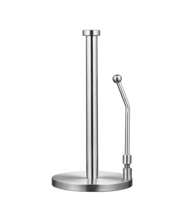 Paper Towel Holder Countertop Free Standing Toilet Paper Holder Stand with Non Slip Base Spring Arm Fit Most Size Paper Roll Stretched Freely for Bathroom Kitchen