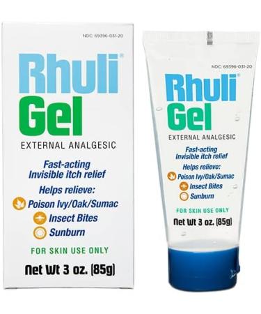 Rhuli Anti-Itch Gel - Cooling Relief for Sunburn, Bug Bites, Poison Ivy & More - 3 Oz Tube - Buy Online on GoSupps.com