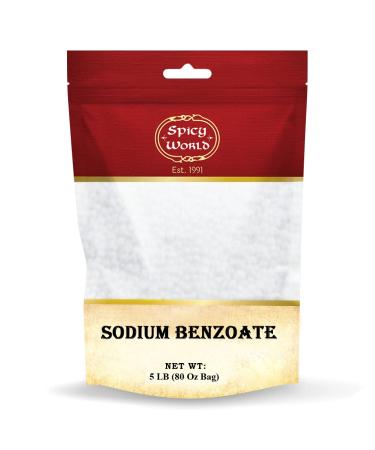 Spicy World Sodium Benzoate 5 LB (80 Oz) - 99% USP/FCC Grade, Additive and Preservative