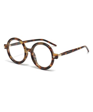 Round Blue Light Blocking Glasses for Women Men Retro 70s Oversized Circle Frame Glasses Computer TV Eyeglasses 02 Tortoise 48 Millimeters