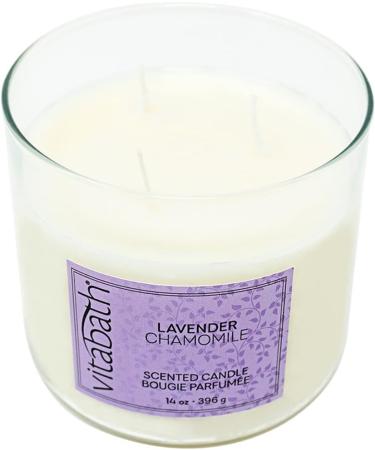 Vitabath Lavender Chamomile Scented Candle - Luxury Aromatherapy 3 Wick Candle for Relaxation | Long Lasting 30 Hour Burn | 14 oz Glass Jar | Perfect Gift for Women & Men - Buy Online on GoSupps.com