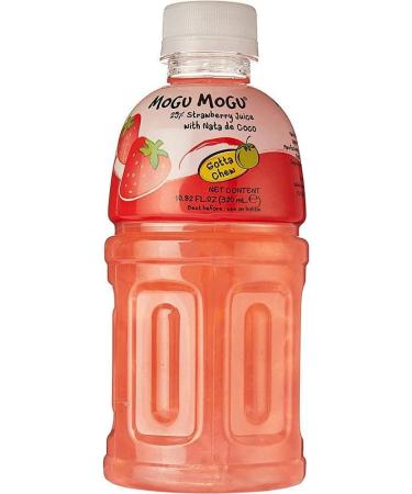  Italian Gourmet E.R. 3 x Mogu Mogu Fragola Drinks with Strawberry Flavour and Disposable PET Bottle Nata de Coco 320ml - Buy Online on GoSupps.com