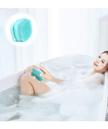 2PACK Silicone Body Scrubber Bath Brush with Liquid Soap Dispenser - Exfoliating Sponge for Children, Women, Men - Reusable Loofah - Pink+Green - Buy Online on GoSupps.com