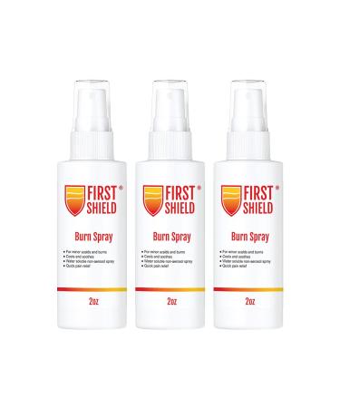 First Shield First Aid Burn Spray Topical Numbing Spray with Lidocaine for Pain and Itch Relief of Minor Scalds and Burns 2 Oz 3 Count