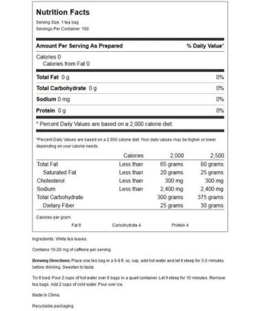 Prince Of Peace Natural Premium Peony White Tea - 100 Tea Bags - Buy Online on GoSupps.com