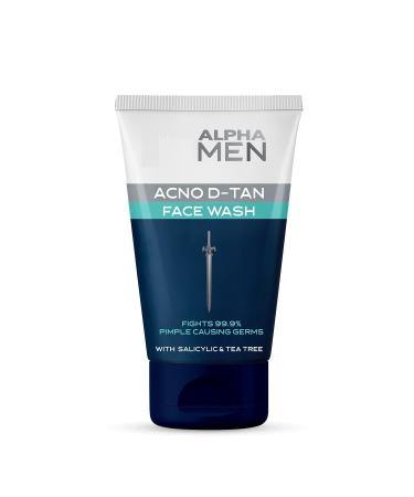 MU New A.LPHA MEN Acno D-TAN Face Wash with Tea Tree for Oily Skin | Detan Face Wash for TAN Removal | Removes Acne and Dirt (100 gm - pack of 1)