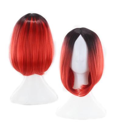 Healvian 1pc Gradient Color Cosplay Wig Synthetic Hair Wig Straight Short Wigs Fancy Dress Wigs Party Accessories 35.00X55.00X0.30CM Red - Buy Online on GoSupps.com