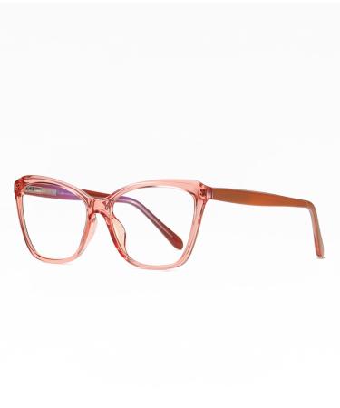 SERONI Pin Temples Cat Eye Tr90 Frame Blue Light Blocking Glasses for Women Men Anti UV Ray Computer Reading Glasses Clear-pink 55 Millimeters