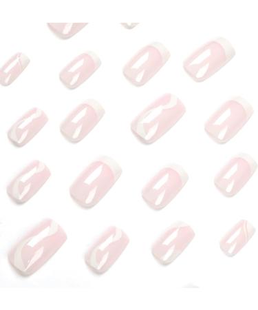 24pcs French Tip Short Square False Nails - White Press On Nails for Women & Girls | Acrylic Full Cover Nail Art | Removable Glue-on Fake Nails - 0199Y08 - Buy Online on GoSupps.com