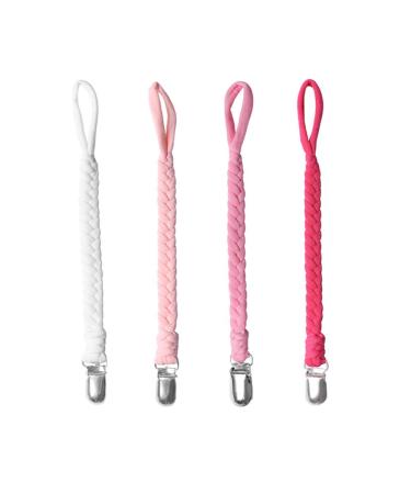 EXQUILEG 4Pcs Baby Pacifier Strap Clips - Cotton Chain with Stainless Steel Clamps for Unisex Babies | International Shipping Available - Buy Online on GoSupps.com