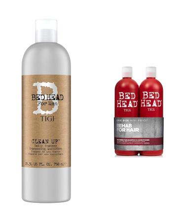 Bed Head for Men by Tigi Clean Up shampooing quotidien pour Homme pour cheveux normaux 750 ml & Urban Antidotes Resurrection shampooing et apr s-shampooing pour cheveux ab m s lot de 2 x 750 ml Shampooing + Set de shampooing et apr s-shampooing