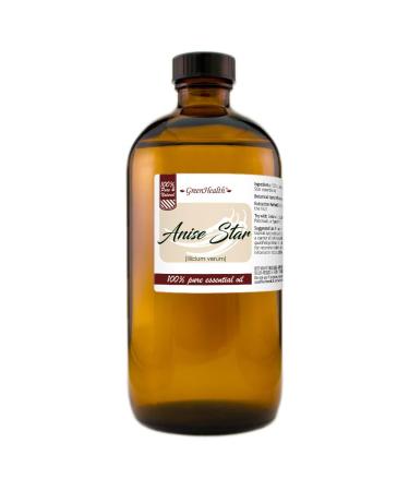 Anise Star Essential Oil - 16 fl oz (473 ml) Glass Bottle w/Cap - 100% Pure Essential Oil - GreenHealth