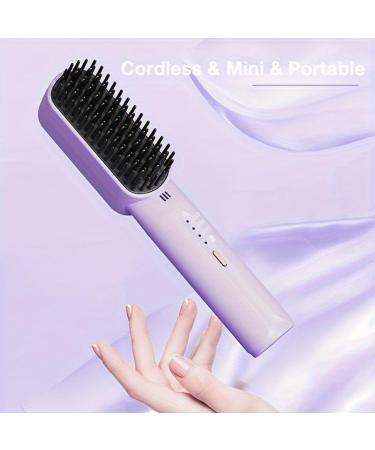 Mini Cordless Hot Comb Straightening Brush - Portable Hair Straightener for Women Negative Ion Technology Travel-Friendly with Type-C Charging & Anti-Scald - Buy Online on GoSupps.com