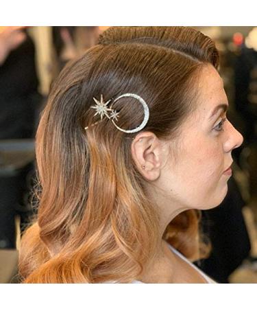 Bartosi Vintage Rhinestone Moon Snowflake Star Hairpins - Set of 3 | Crystal Decorative Bobby Pins for Women & Girls - Buy Online on GoSupps.com