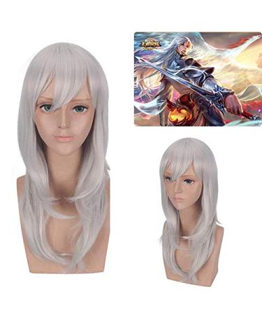 WIG for Increase Hair Volume After Chemotherapy Cos Wig Silver White Micro-Curly Hair King Game Glory Mobile Game Li Baifeng Seeking Phoenix