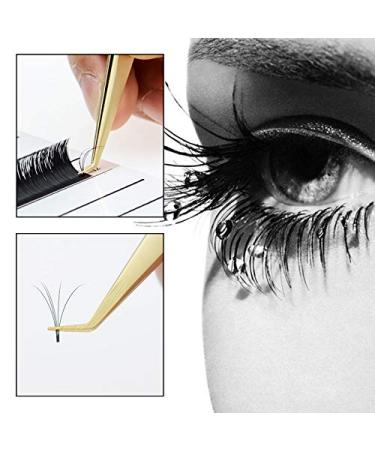 Gold Stainless Steel Eyelash Extension Tweezers - Straight and Curved Tip Set - Buy Online on GoSupps.com