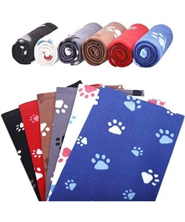 6 Pack Pet Blanket Soft Fleece Dog Cat Blanket - Paw Print Design - Small Size - Ideal for Pet Kennels, Beds, Car Seats & Crates - 24x27inch - Fluffy & Warm Sleep Bed Cover for Kitten Puppy - Buy Online on GoSupps.com