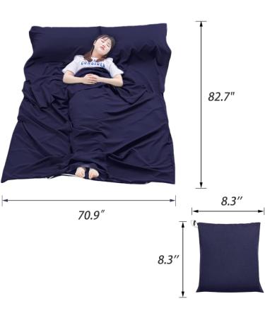 Lightweight Compact Sleeping Bag Liner | Portable Travel Sheet for Camping & Hiking | 82.7 x 70.9 Dark Blue - Buy Online on GoSupps.com