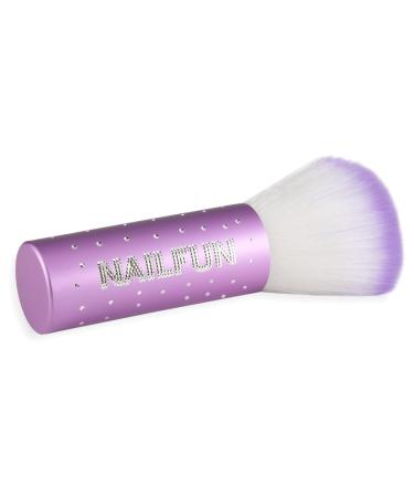 NAILFUN HQ dust brush fluffy soft pink long aluminum handle