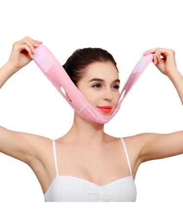 Double Chin Reducer Face Shaper V Line Mask | Soft Chin Strap for Women | Lift & Restore Skin Elasticity - Pink - Buy Online on GoSupps.com