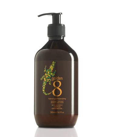 Golden 8 Hydrating Lipid-Replenishing Body Lotion - Dry Sensitive Eczema Irritated Skin Relief | Natural Ceramides Omegas Vitamins | Jojoba Olive Crocodile Oil Moisture Barrier Repair Large 17oz