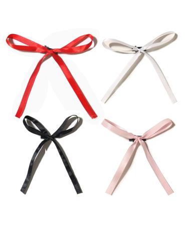 XFYUZR Women Bow Hair Clip Set - 10Pcs White Pink Ribbon Ponytail Holder for Girls - Buy Online on GoSupps.com