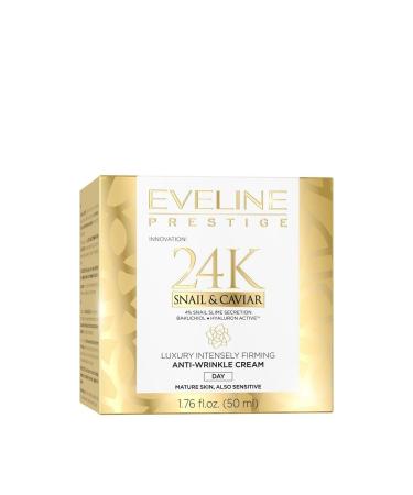 Eveline Cosmetics Prestige 24k Snail&Caviar Anti-Wrinkle Lifting Face Cream | 50ml | Anti Aging Day Cream for Mature and Sensitive Skin | Soft and Supple Skin | Nourishing Properties Serum