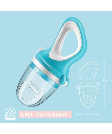 Food Feeder Baby Fruit Feeder Pacifier (2 Pack) with 3 Different Sized Silicone Pacifiers Infant Teething Toy Silicone Teether and Squeeze Baby Food Dispensing Spoon Baby First Feeding Set by MICHEF - Buy Online on GoSupps.com