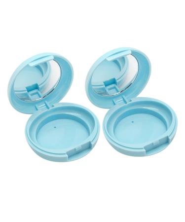 IWOWHERO DIY Makeup Powder Case 1 Set 2pcs powder compact container face powder container loose powder empty box powder puff 6.1x6.1cm Blue