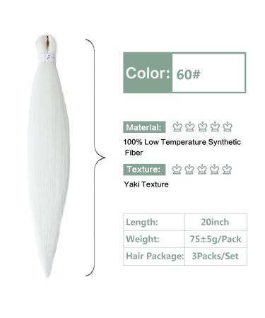 YDDM 20 Inch Pre Stretched Braiding Hair Extensions - 3 Packs Jumbo White Art Hair for Braids (60#) - Buy Online on GoSupps.com