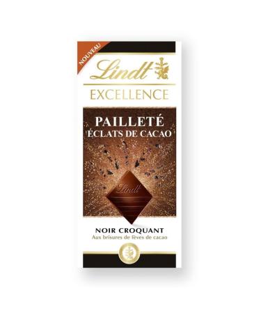 G n rique Lindt Excellence - Lindt Excellence Crunchy Black Cocoa Glitter Chocolate Bar 100 g - Pack of 4 - Sold as a Set