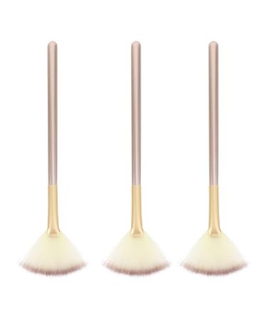 FOMIYES Portable Fan Esthetician Supplies Bronzer Blush 3pcs Facial Fan Facial Applicator Fan Blush Makeup Brush Soft Applicator Mascara Tool Makeup Set Make Up
