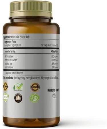 TALYA Milk Thistle Silymarin Artichoke Dandelion Herbal Liver Detox Cleanse Liver Support Supplement Vegan Capsules 60 Count 1 Month Supply Non GMO - Buy Online on GoSupps.com