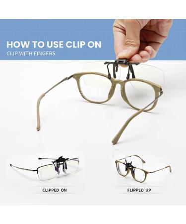 Riwissipa Reading Glasses Clip On and Flip Up Blue Light Blocking  Magnifying Glasses Magnifiers Lenses Readers for Unisex (Transparent, 1.75)