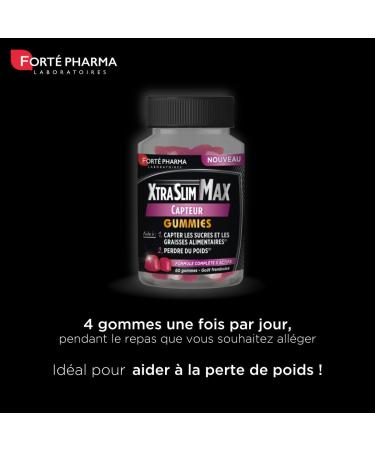 Fort Pharma XtraSlim Max Gummies Capteur de Graisses | SANS SUCRES | Compl ment alimentaire Perte de Poids Capter les graisses & sucres | Chrome Zinc Kola | 60 Gommes 4/jour Framboise 60 unit (Lot de 1) - Buy Online on GoSupps.com