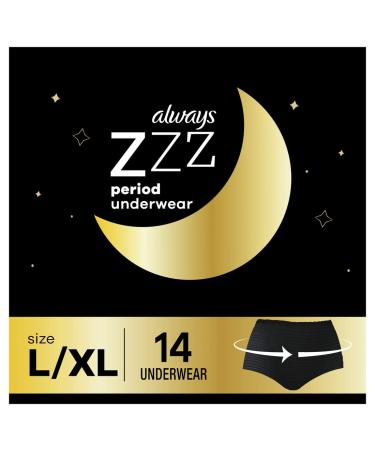 Always Zzzs Overnight Disposable Period Underwear for Women, Size Large, Black Period Panties, Leakproof, 7 Count X 2 Packs (14 Count Total) Large/X-Large (Pack of 14) - Buy Online on GoSupps.com