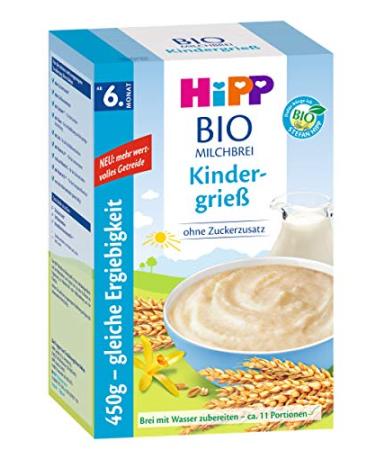Hipp Organic Milk Porridge Children's Semolina Pack of 5 (5 x 450g)