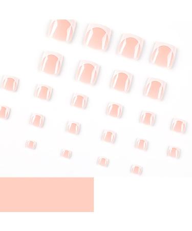 Short White Square Fake Toenails with Glitter Designs - 24Pcs Style2 - Buy Online on GoSupps.com