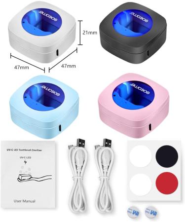 OOCOME Portable UV Toothbrush Disinfection Device - Deep Cleaning Sterilizer with Holder & Stickers - Organizer for Family & Travel - 4 Pack - Buy Online on GoSupps.com
