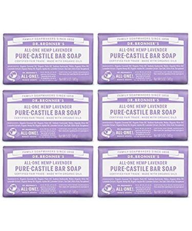 Dr. Bronner's Pure-Castile Bar Soap Lavender 5 Oz - 6 Pack | Natural Vegan Soap for All Skin Types | International Shipping Available - Buy Online on GoSupps.com