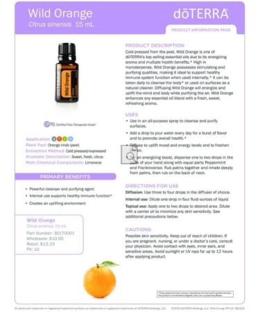 doTERRA Wild Orange Essential Oil - 15 mL Pack of 1 Wild Orange 1 Pack - Buy Online on GoSupps.com