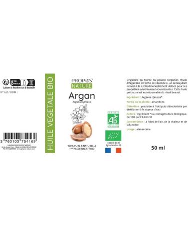 Organic Argan Oil - 100% pure and natural - 100ml - PROPOS'NATURE - Buy Online on GoSupps.com