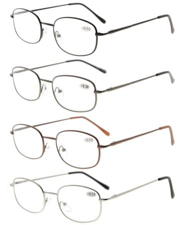 Eyekepper Metal Frame Reading Glasses with Spring Hinge 4 Pieces Mix +2.00 Multi-Coloured - Buy Online on GoSupps.com