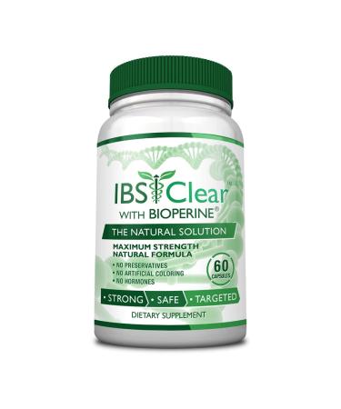 IBS Clear - 100% Natural IBS Relief with Vitamin D, Psyllium Husk, Fennel. 60 Vegan Friendly Capsules - 1 Bottle